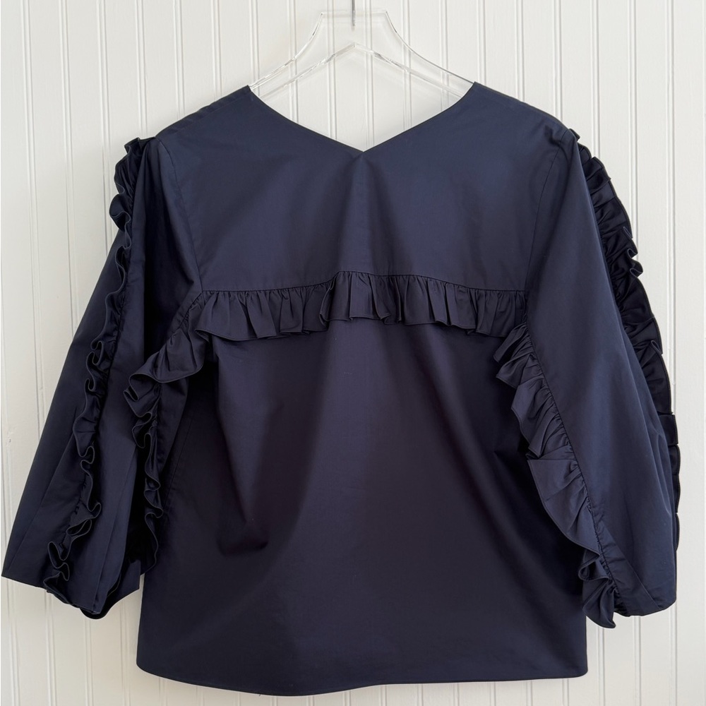 Tibi Satin Poplin Ruffle Top - Picture 4 of 9